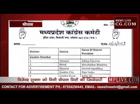 कांग्रेस ने जारी की नई सूची जानिए कौन है आपके जिले का अध्यक्ष