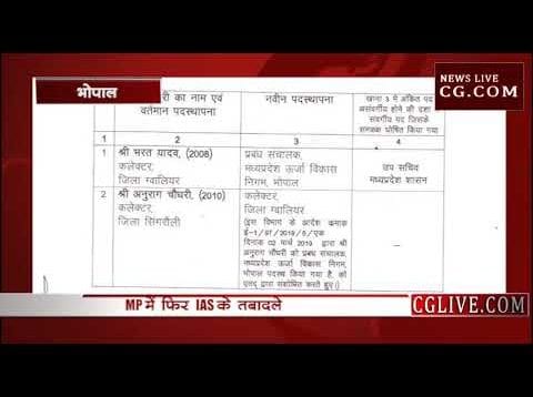 ग्वालियर कलेक्टर भरत यादव को हटाया, अनुराग चौधरी बने नए कलेक्टर