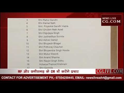 Loksabha Election 2019- MP के लिए कांग्रेस ने जारी की स्टार प्रचारकों की लिस्ट