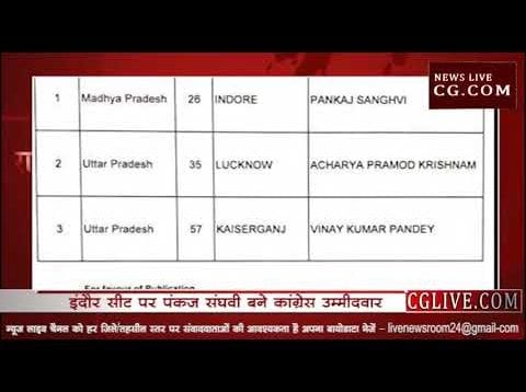 MP की सभी 29 सीटों पर कांग्रेस ने घोषित किए प्रत्याशी देखें लिस्ट