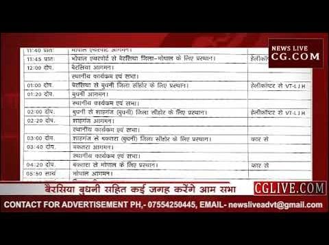 शिवराज सिंह चौहान का आज का कार्यक्रम