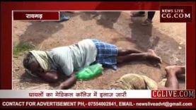 रायगढ़ में भीषण सड़क हादसा, एक की मौत एक दर्जन घायल