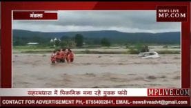 मंडला में पिकनिक मना रहे युवक सहस्त्रधारा में फंसे, देखिए कैसे बची जान