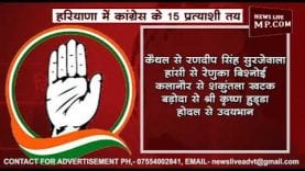 हरियाणा की 15 सीटों पर कांग्रेस प्रत्याशी तय, ये रहे नाम